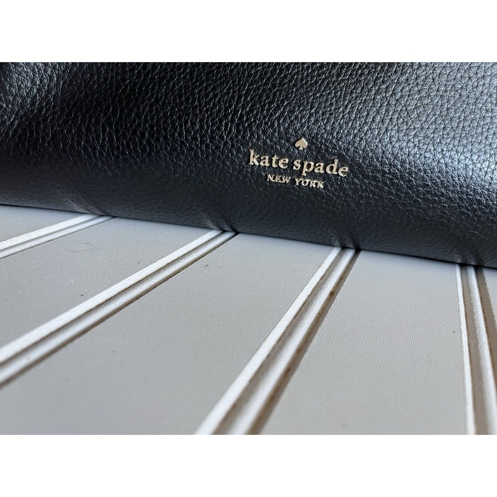 Kate Spade New York Black Pebbled Leather Satchel Tote Bag Gold Hardware - Picture 2 of 9